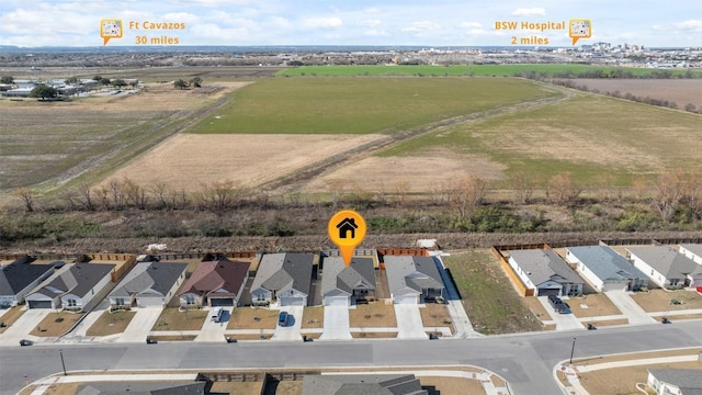 3608 Oglala Trl, Temple, TX 76502 - aerial view of sparsely populated area with nearby suburban area