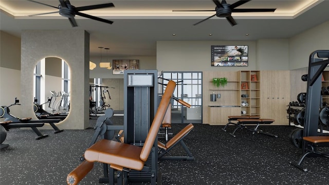 610 Davis St Unit 3105, Austin, TX 78701 - workout area featuring a ceiling fan