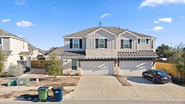 view of front of property with a garage