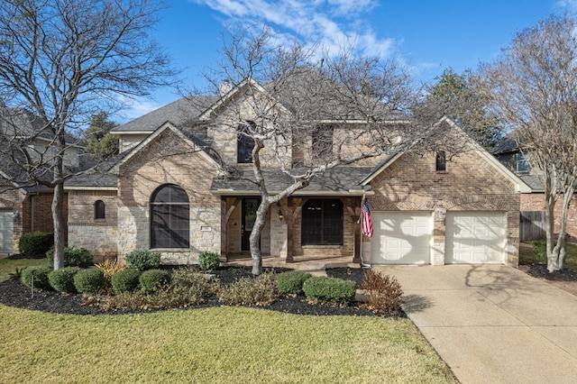 view of front of home featuring a garage and a front yard