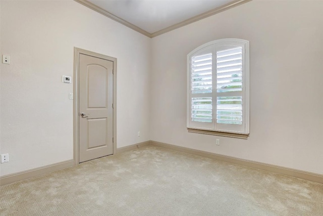 carpeted empty room with crown molding