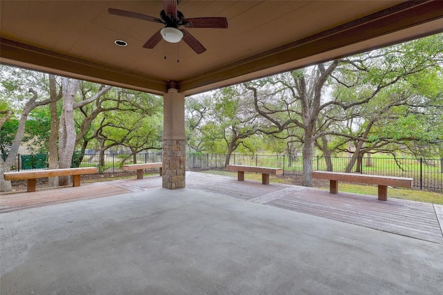 view of patio / terrace featuring ceiling fan