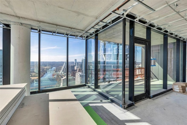 view of unfurnished sunroom