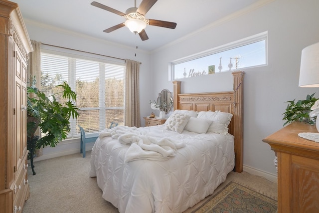 104 Bella Toscana Ave Unit 2211, Lakeway, TX 78734 - bedroom featuring light carpet, ornamental molding, and a ceiling fan