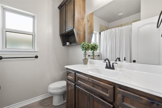5204 La Terraza Ln, Killeen, TX 76549 - bathroom with vanity, wood finished floors, healthy amount of natural light, and a shower with curtain