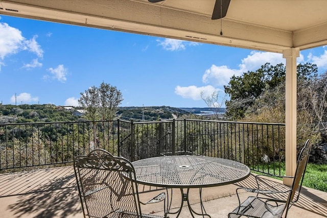 view of patio with ceiling fan