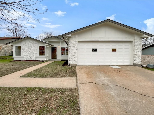 single story home with a garage