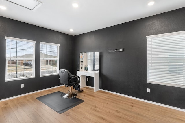 office area featuring light hardwood / wood-style floors