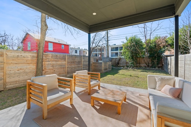 view of patio featuring outdoor lounge area