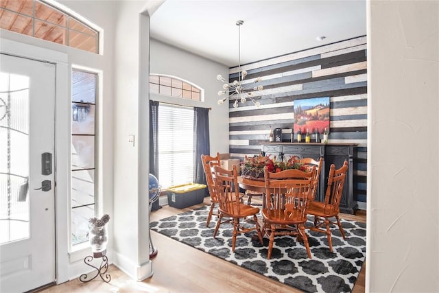 dining area with hardwood / wood-style flooring