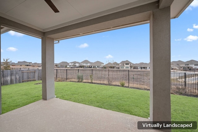 view of patio with ceiling fan