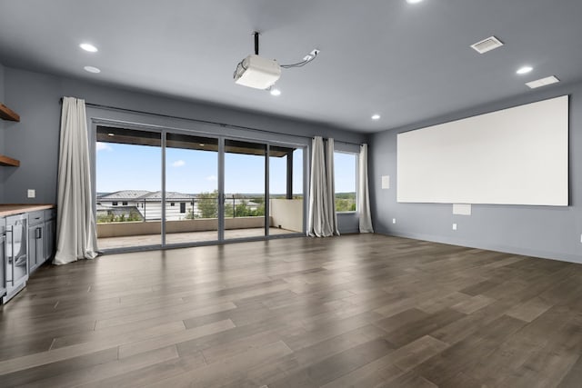 interior space with dark wood-type flooring