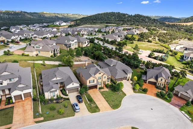 drone / aerial view with a mountain view