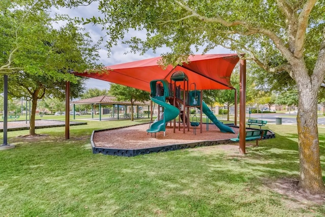 view of play area with a lawn