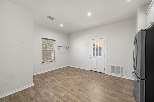 interior space with light hardwood / wood-style flooring