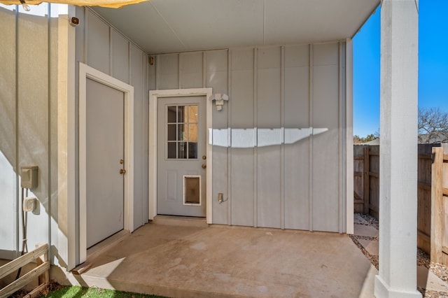 doorway to property featuring a patio area