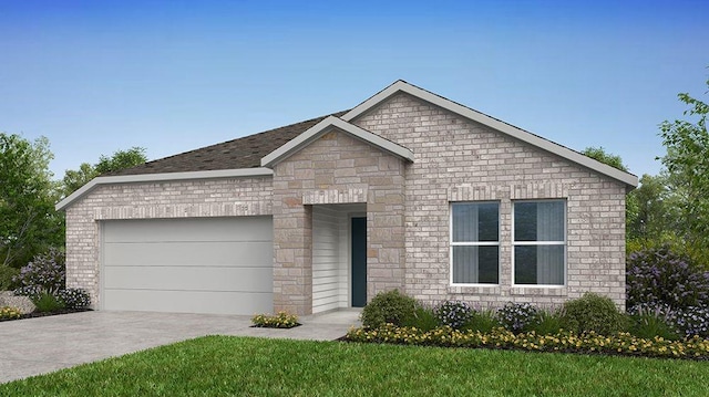 view of front facade featuring a garage and a front yard