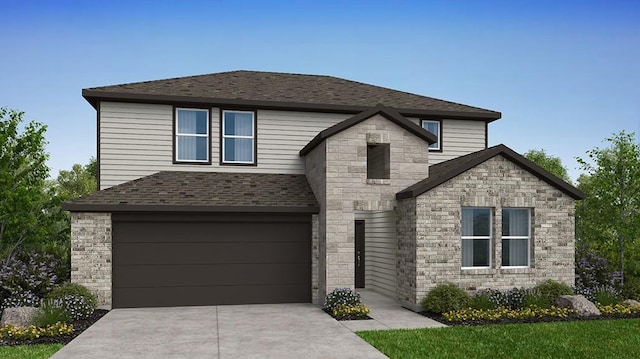 view of front property with a garage