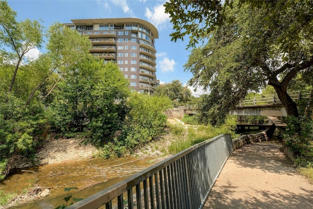 exterior space featuring a water view