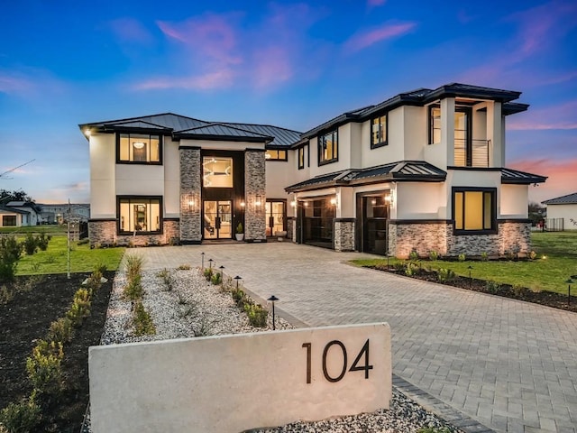 view of front of house with a garage