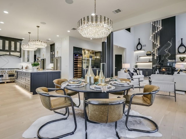 dining area with light hardwood / wood-style flooring