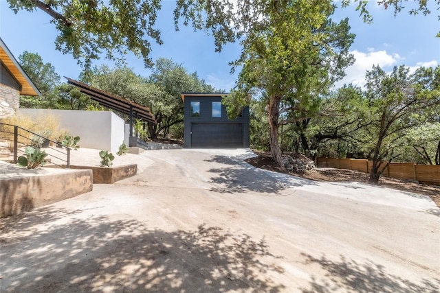 exterior space featuring a garage