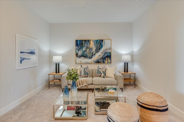 living room with carpet flooring