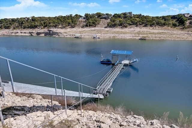 view of dock featuring a water view