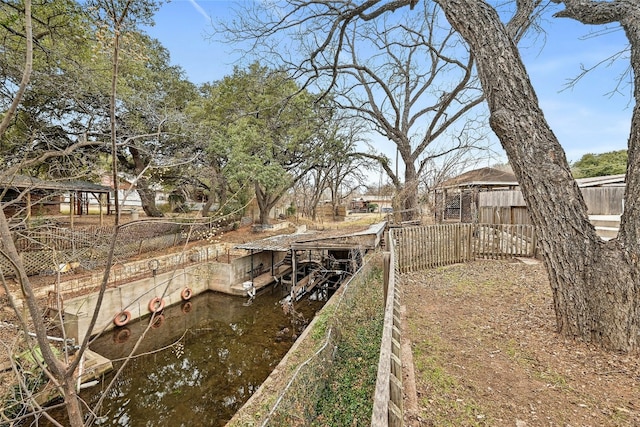 view of dock featuring a water view