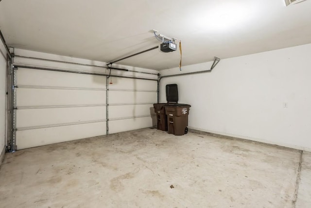 garage with a garage door opener