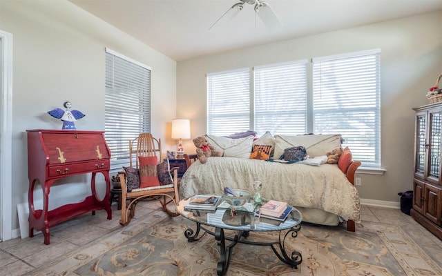 bedroom featuring ceiling fan