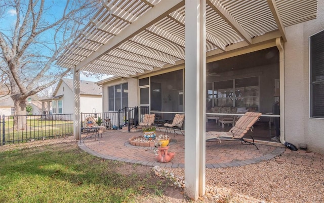 view of yard with a patio and a pergola