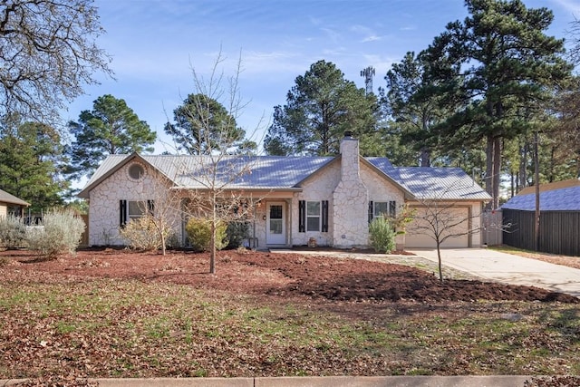 single story home with a garage