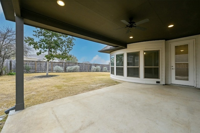 view of patio with ceiling fan