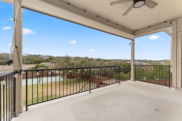 balcony with ceiling fan