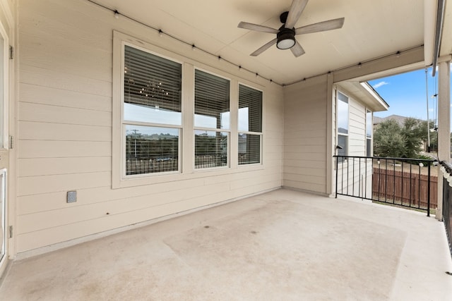 view of patio / terrace featuring ceiling fan