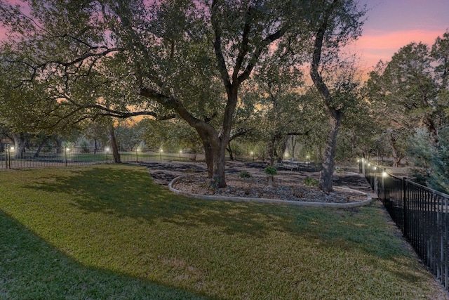 view of yard at dusk