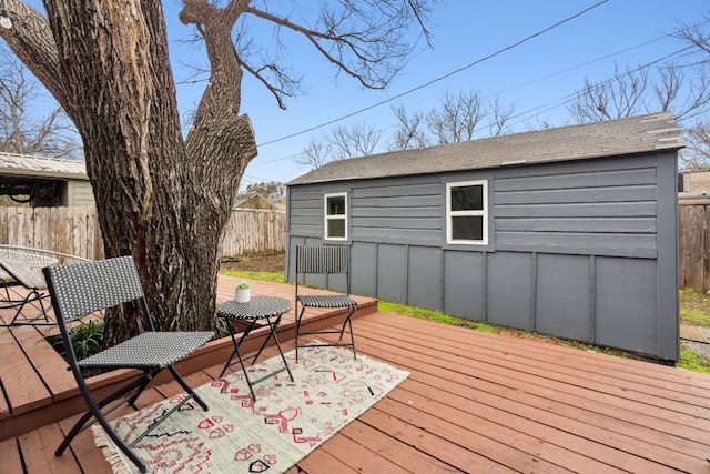 2108 Glendale Pl, Austin, TX 78704 - deck featuring an outdoor structure and fence