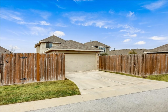 exterior space with a garage