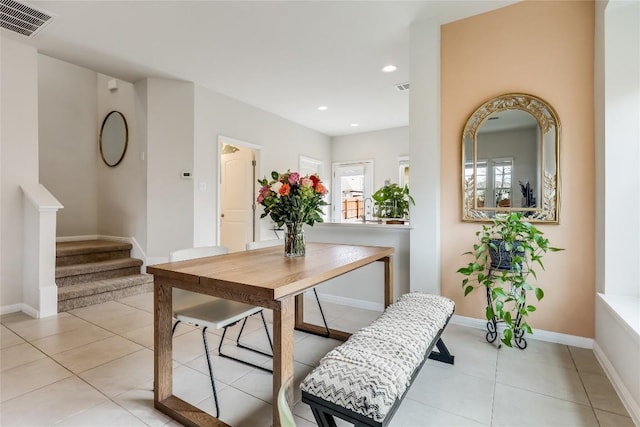 view of tiled dining space