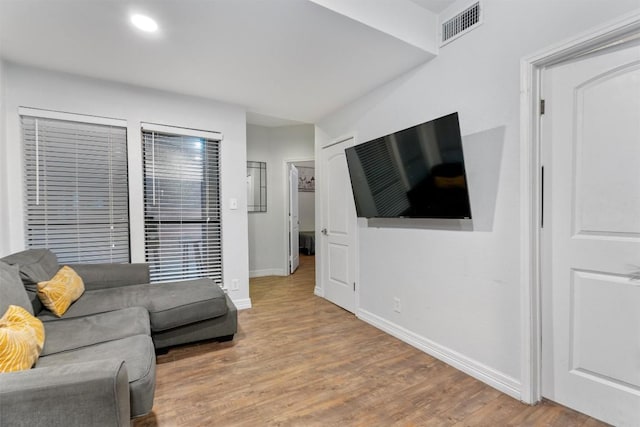 living room featuring light hardwood / wood-style flooring