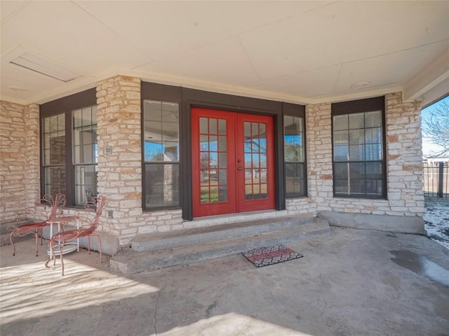 property entrance with french doors