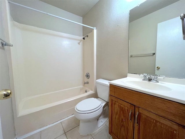 full bathroom featuring tile patterned flooring, vanity, shower / bath combination, and toilet