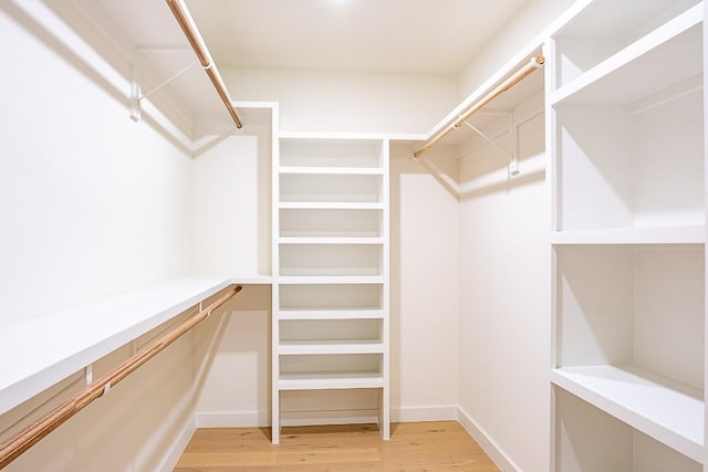 walk in closet with light wood-type flooring