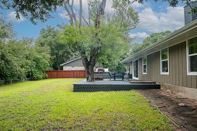 view of yard featuring a deck