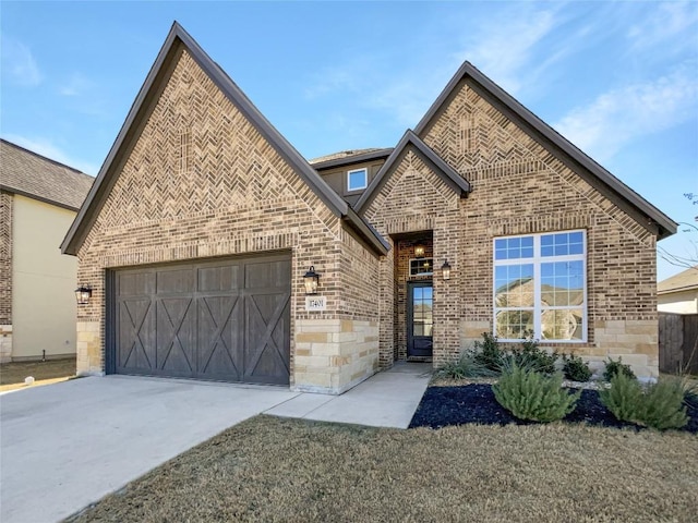 17401 Howdy Way, Manor, TX 78653 - view of front of home featuring brick siding, driveway, and a garage