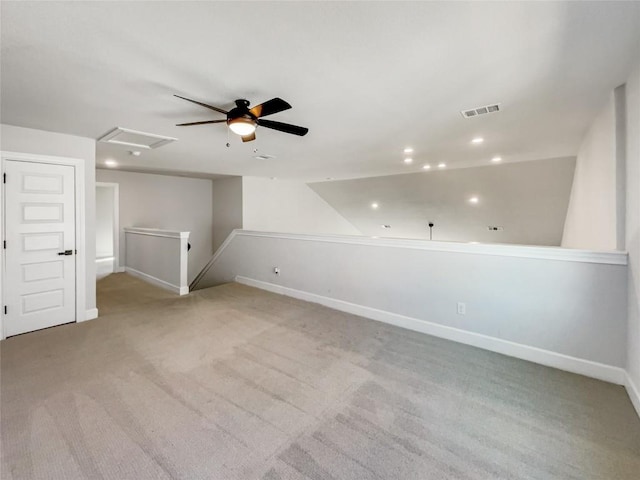 17401 Howdy Way, Manor, TX 78653 - bonus room with ceiling fan, light carpet, recessed lighting, and baseboards