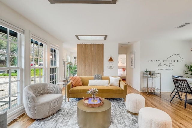 living room featuring light hardwood / wood-style floors