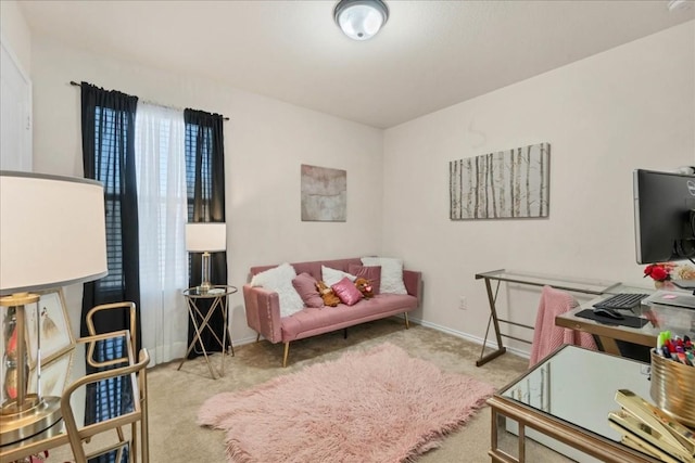 office area with light colored carpet