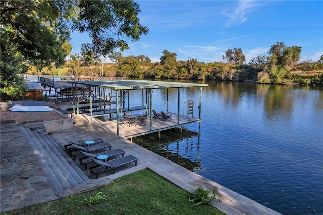 view of dock featuring a water view